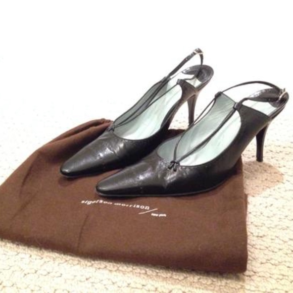 Sigerson Morrison Black Slingback Pumps - Picture 3 of 8